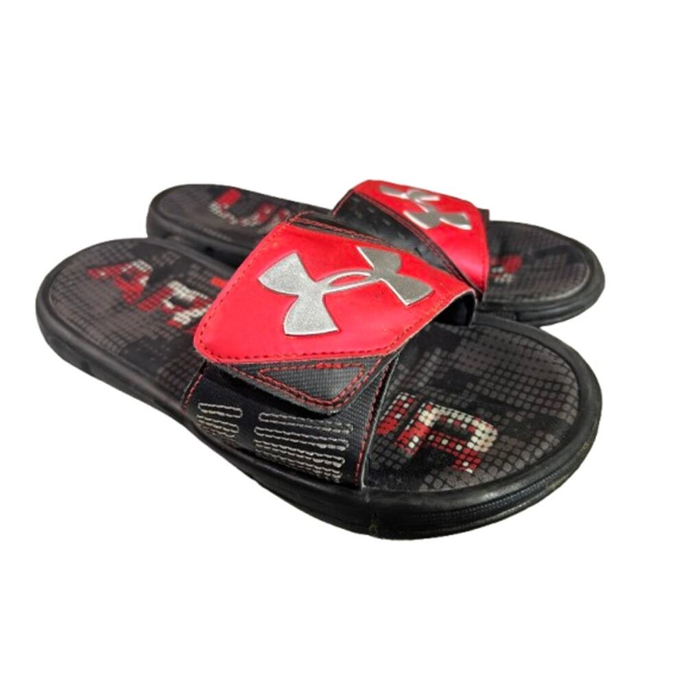 Under Armour Red Ignite VI Graphic Strap Slides 5Y